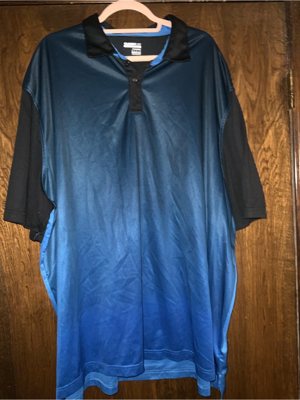 Basic Editions Men's Blue Ombre Polo with Black Trim